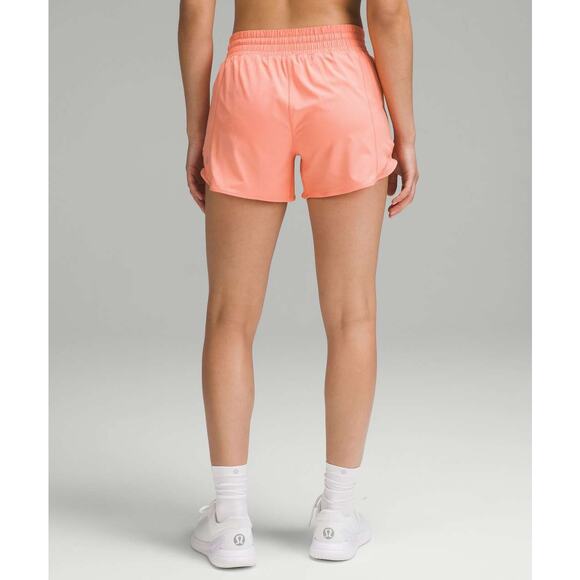 Lululemon Hotty Hot High-Rise Lined Short 4 Sunny Coral